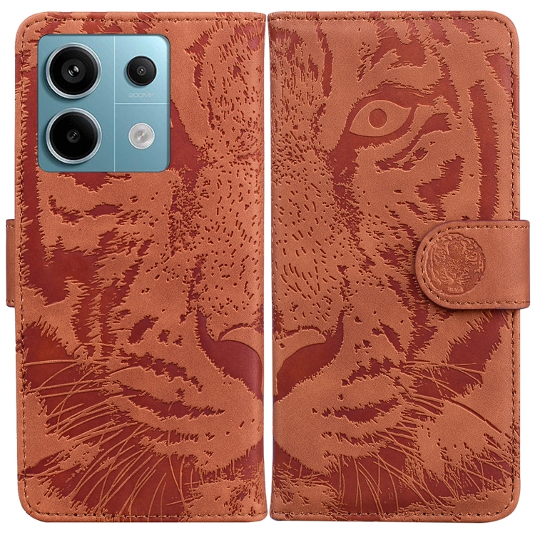 

For Xiaomi Redmi Note 13 Pro 5G Tiger Embossing Pattern Leather Phone Case(Brown)