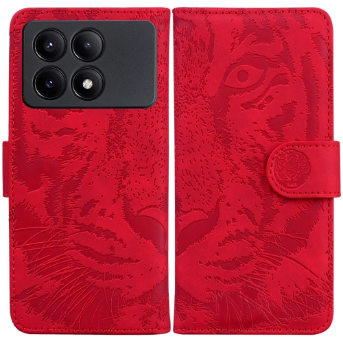 

For Xiaomi Redmi K70E / Poco X6 Pro Tiger Embossing Pattern Leather Phone Case(Red)