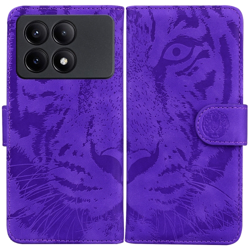 

For Xiaomi Redmi K70E / Poco X6 Pro Tiger Embossing Pattern Leather Phone Case(Purple)