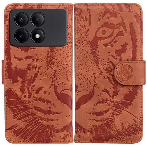 

For Xiaomi Redmi K70E / Poco X6 Pro Tiger Embossing Pattern Leather Phone Case(Brown)