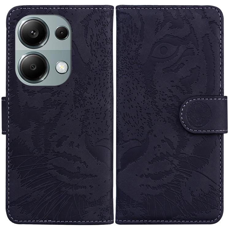 

For Xiaomi Redmi Note 13 Pro 4G Tiger Embossing Pattern Leather Phone Case(Black)