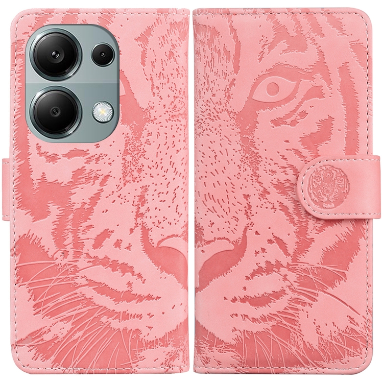 

For Xiaomi Redmi Note 13 Pro 4G Tiger Embossing Pattern Leather Phone Case(Pink)