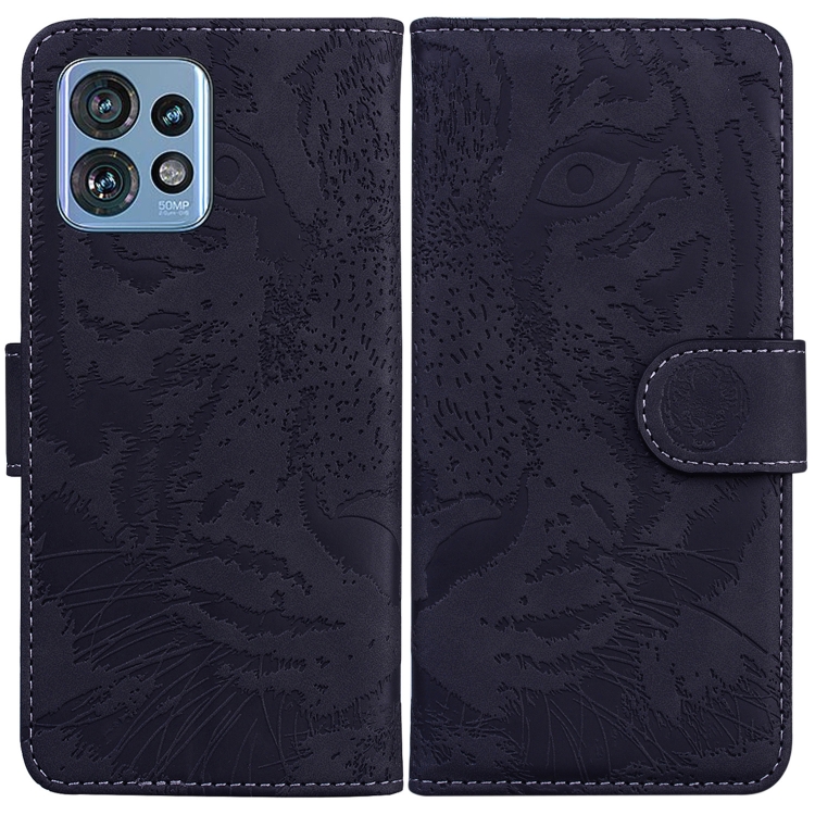 

For Motorola Edge 40 Pro Tiger Embossing Pattern Leather Phone Case(Black)