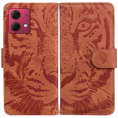 

For Motorola Moto G84 Tiger Embossing Pattern Leather Phone Case(Brown)