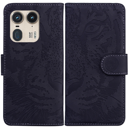 

For Motorola Edge 50 Ultra Tiger Embossing Pattern Leather Phone Case(Black)