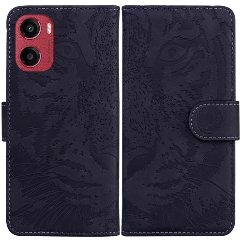 For Motorola Moto G05 / E15 Tiger Embossing Pattern Leather Phone Case(Black)