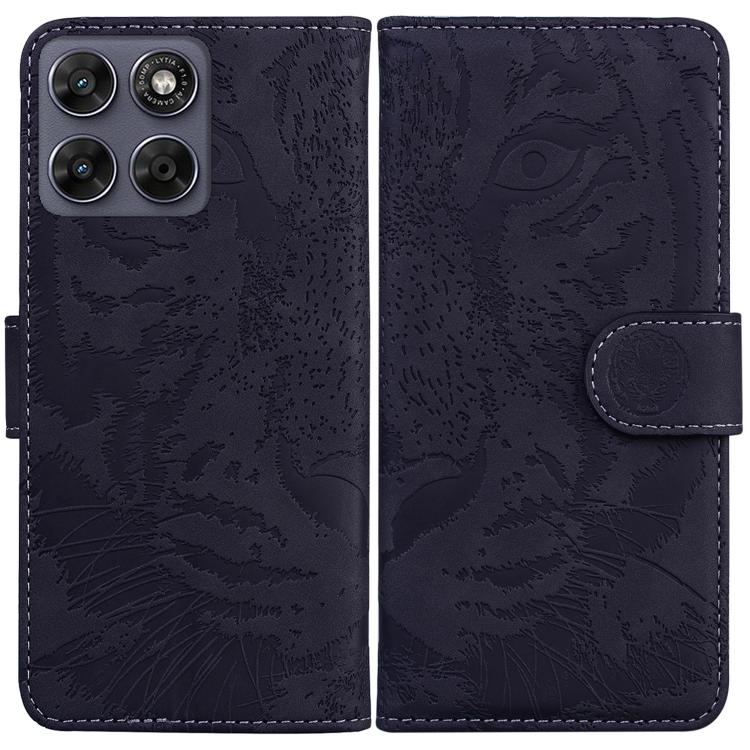 

For Motorola Moto G67 5G / Moto G77 5G Tiger Embossing Pattern Flip Leather Phone Case(Black)