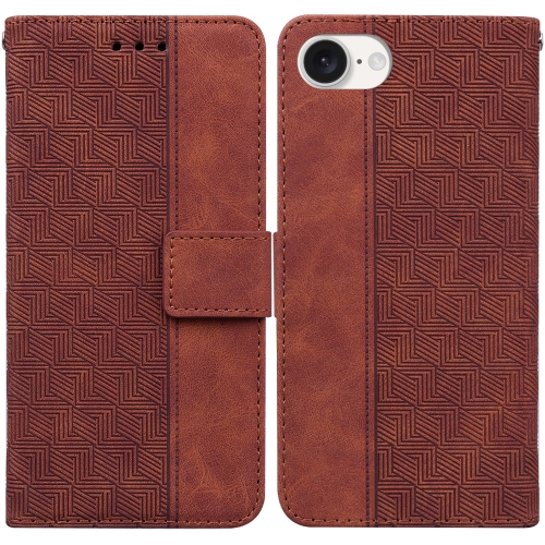 

For iPhone SE 2024 Geometric Embossed Leather Phone Case(Brown)