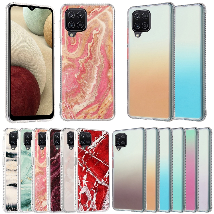 

For Samsung Galaxy A12 2pcs Gradient Marble Phone Case(Random Color Delivery)