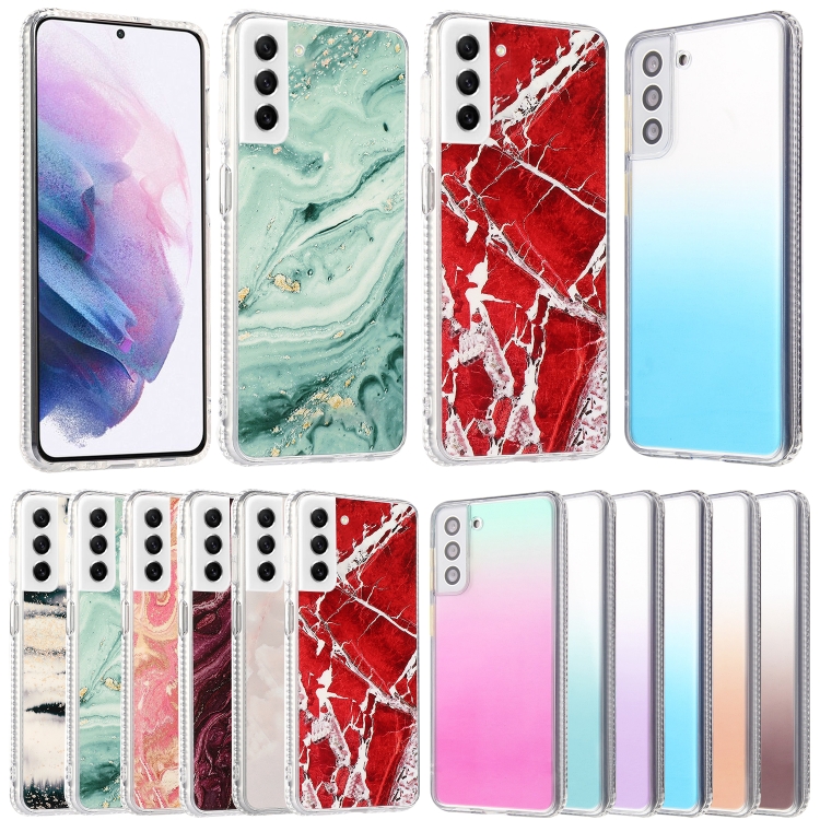 

For Samsung Galaxy S21+ 5G 2pcs Gradient Marble Phone Case(Random Color Delivery)