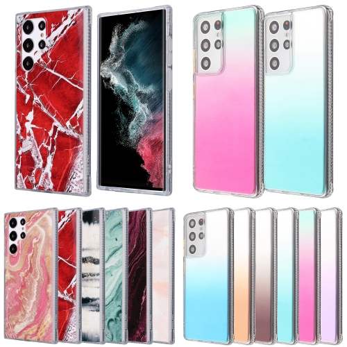

For Samsung Galaxy S22 Ultra 5G 2pcs Gradient Marble Phone Case(Random Color Delivery)
