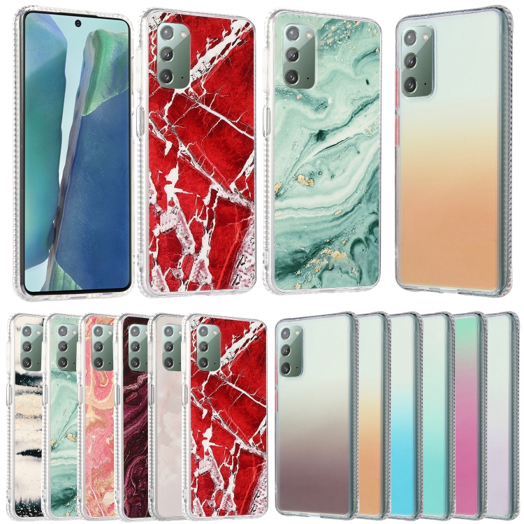 

For Samsung Galaxy Note20 2pcs Gradient Marble Phone Case(Random Color Delivery)