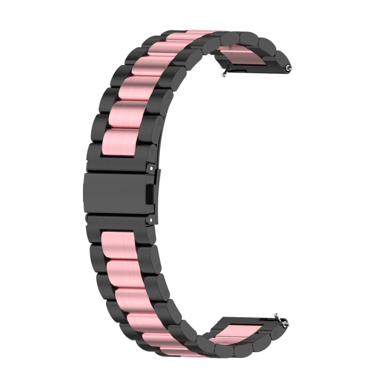 

For Huawei Watch 4 / 4 Pro Three Bead Stainless Steel Watch Band(Black Pink)