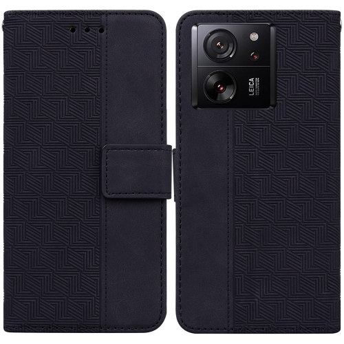 

For Xiaomi 13T / 13T Pro / Redmi K60 Ultra Geometric Embossed Leather Phone Case(Black)