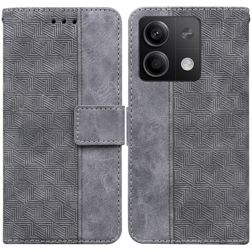 

For Xiaomi Redmi Note 13 5G Geometric Embossed Leather Phone Case(Grey)