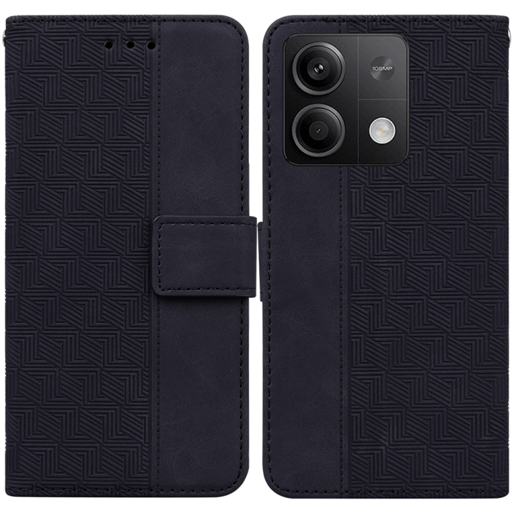 

For Xiaomi Redmi Note 13 5G Geometric Embossed Leather Phone Case(Black)