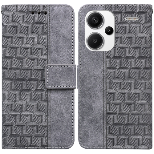 

For Xiaomi Redmi Note 13 Pro+ 5G Geometric Embossed Leather Phone Case(Grey)