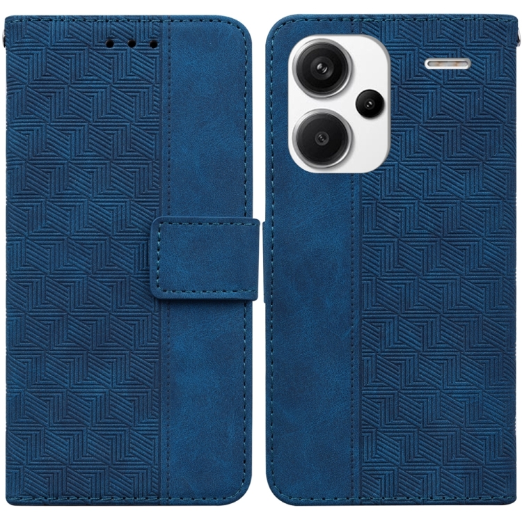 

For Xiaomi Redmi Note 13 Pro+ 5G Geometric Embossed Leather Phone Case(Blue)