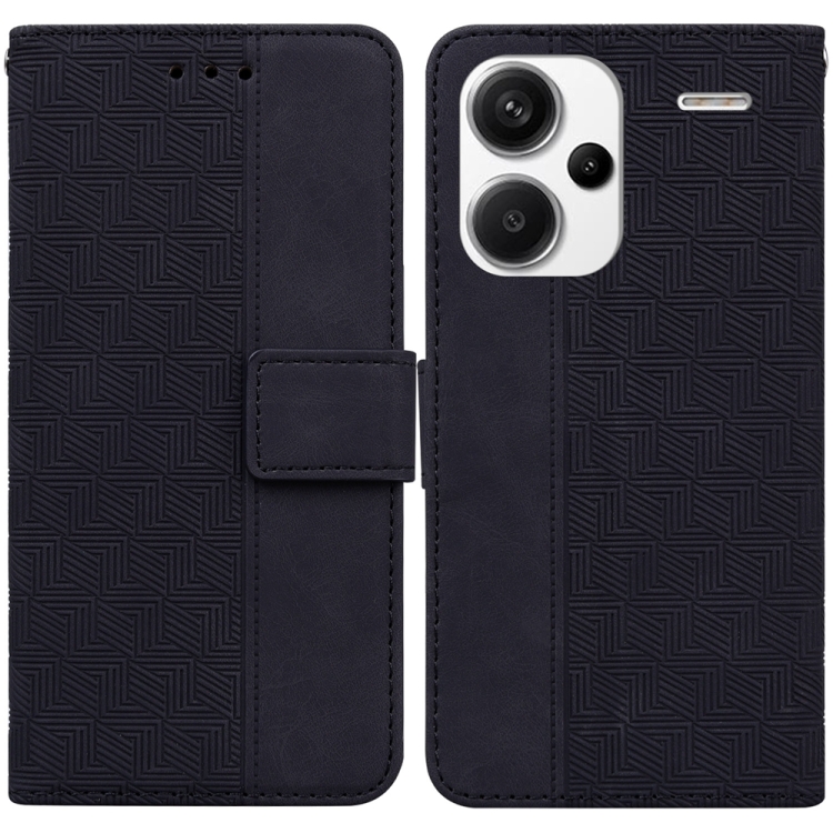 

For Xiaomi Redmi Note 13 Pro+ 5G Geometric Embossed Leather Phone Case(Black)