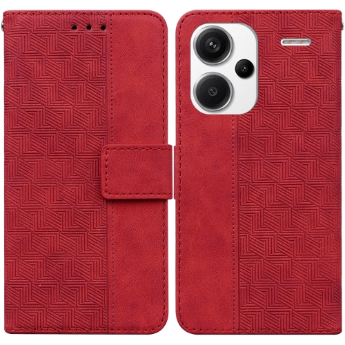 

For Xiaomi Redmi Note 13 Pro+ 5G Geometric Embossed Leather Phone Case(Red)