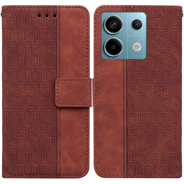 

For Xiaomi Redmi Note 13 Pro 5G Geometric Embossed Leather Phone Case(Brown)