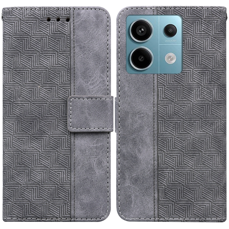 

For Xiaomi Redmi Note 13 Pro 5G Geometric Embossed Leather Phone Case(Grey)