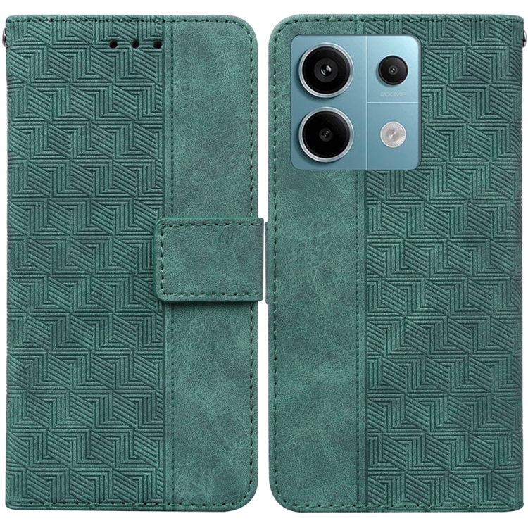 

For Xiaomi Redmi Note 13 Pro 5G Geometric Embossed Leather Phone Case(Green)