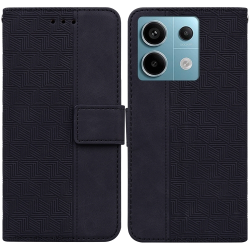 

For Xiaomi Redmi Note 13 Pro 5G Geometric Embossed Leather Phone Case(Black)