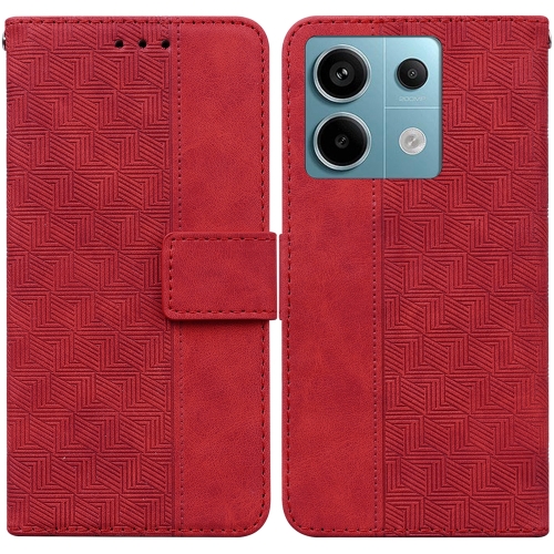 

For Xiaomi Redmi Note 13 Pro 5G Geometric Embossed Leather Phone Case(Red)