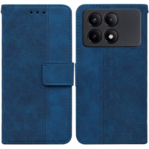 

For Xiaomi Redmi K70E / Poco X6 Pro Geometric Embossed Leather Phone Case(Blue)