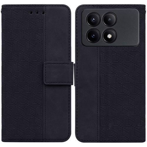 

For Xiaomi Redmi K70E / Poco X6 Pro Geometric Embossed Leather Phone Case(Black)