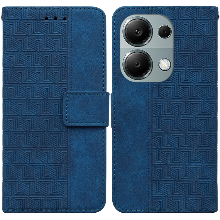 

For Xiaomi Redmi Note 13 Pro 4G Geometric Embossed Leather Phone Case(Blue)