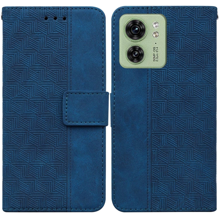 

For Motorola Edge 40 Geometric Embossed Leather Phone Case(Blue)