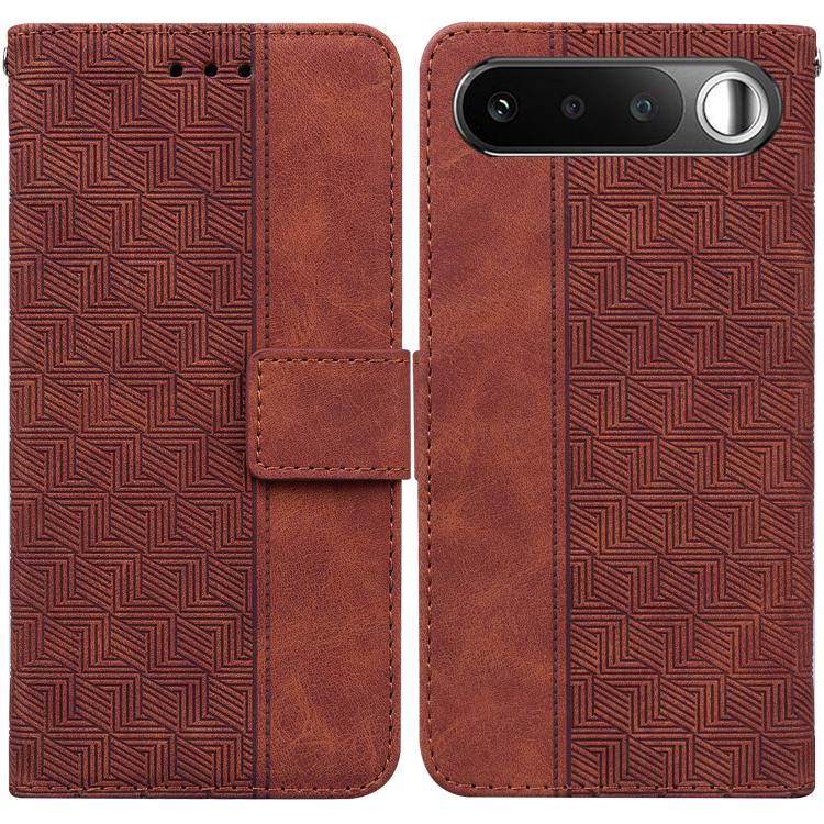

For Realme 16 5G Geometric Embossed Leather Phone Case(Brown)