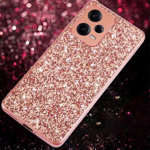 

For Xiaomi Redmi Note 12 Pro 5G Global Glitter Powder Shockproof TPU Phone Case(Rose Gold)