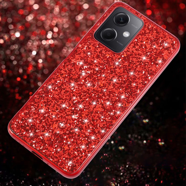 

For Xiaomi Redmi Note 12 4G/5G Global Glitter Powder Shockproof TPU Phone Case(Red)