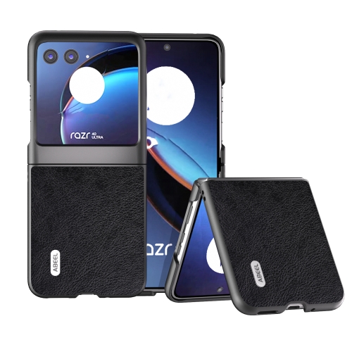 

For Motorola Razr 40 Ultra ABEEL Dual Color Lichi Texture PU Phone Case(Black)