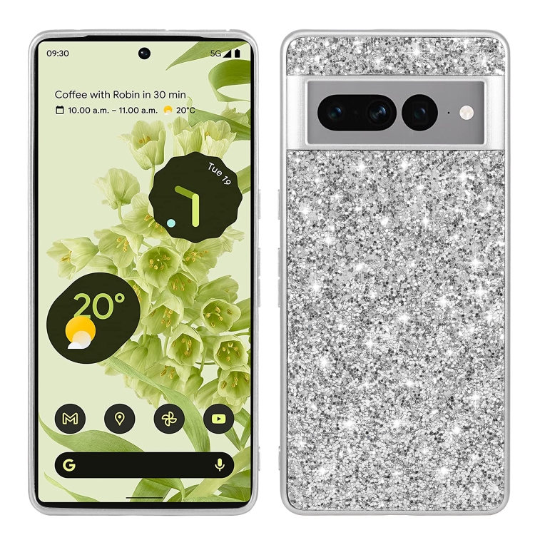 

For Google Pixel 8 Pro Glitter Powder Shockproof TPU Phone Case(Silver)