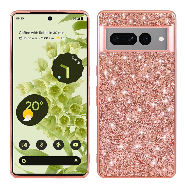 

For Google Pixel 8 Pro Glitter Powder Shockproof TPU Phone Case(Rose Gold)