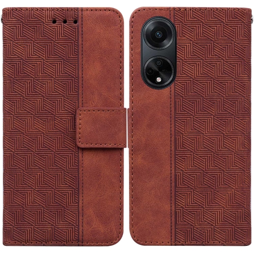 

For OPPO A98 5G / F23 5G India Geometric Embossed Leather Phone Case(Brown)