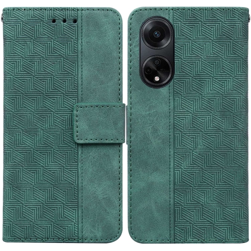 

For OPPO A98 5G / F23 5G India Geometric Embossed Leather Phone Case(Green)