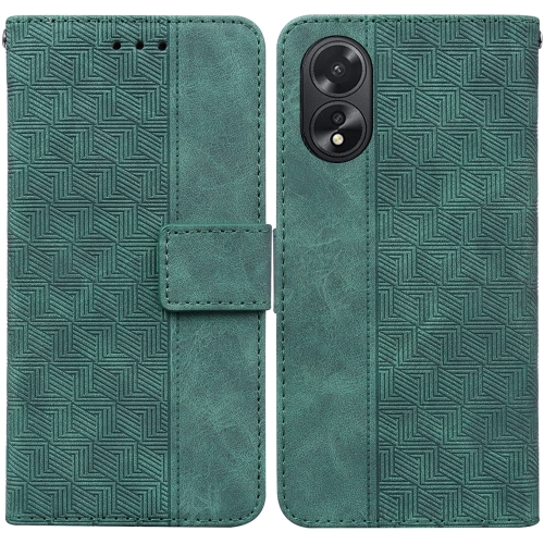 

For OPPO A38 4G / A18 Geometric Embossed Leather Phone Case(Green)