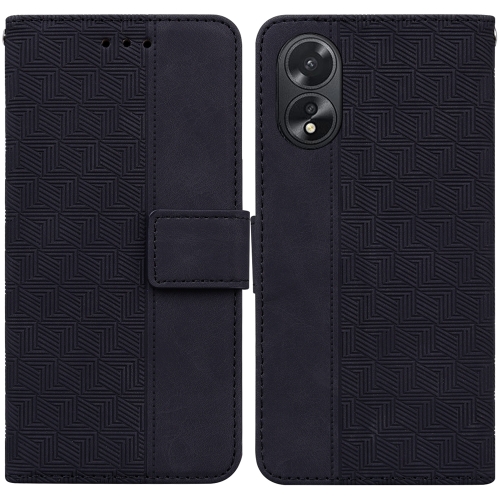 

For OPPO A38 4G / A18 Geometric Embossed Leather Phone Case(Black)