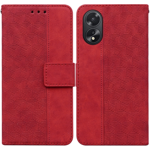 

For OPPO A38 4G / A18 Geometric Embossed Leather Phone Case(Red)
