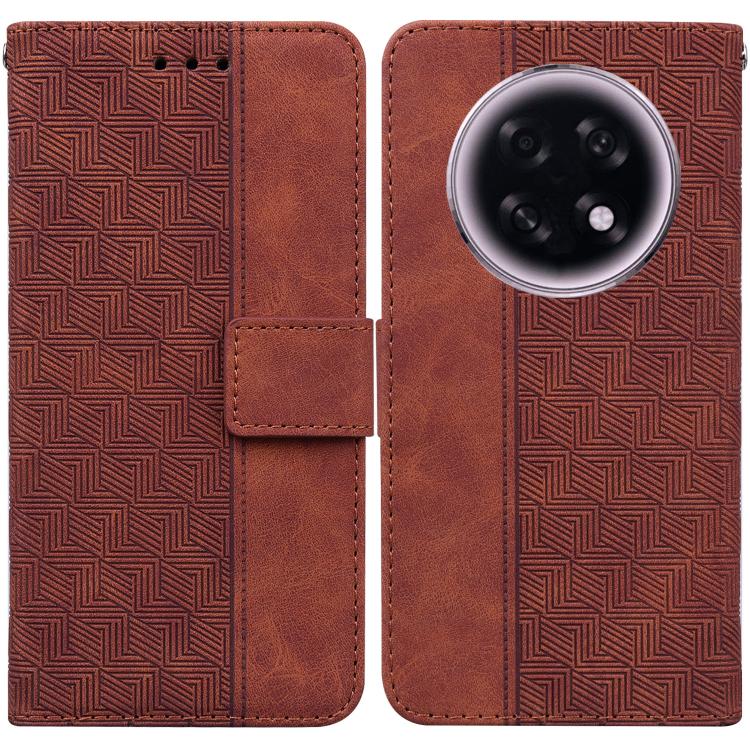 

For OPPO A6 GT 5G Geometric Embossed Leather Phone Case(Brown)