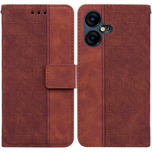 

For Tecno Camon 20 Pro 4G / 20 Geometric Embossed Leather Phone Case(Brown)