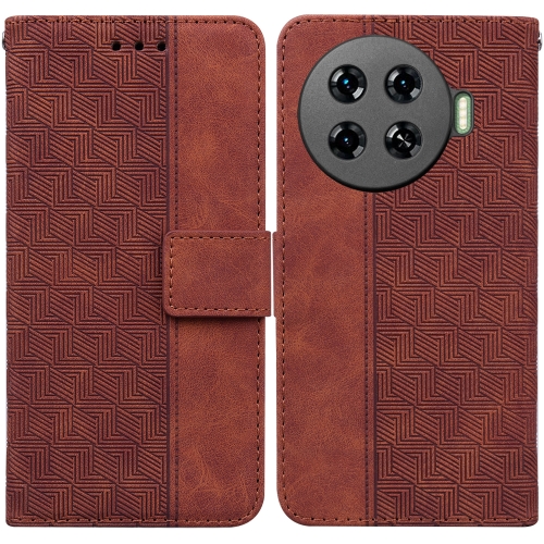 

For Tecno Spark 20 Pro+ 4G Geometric Embossed Leather Phone Case(Brown)