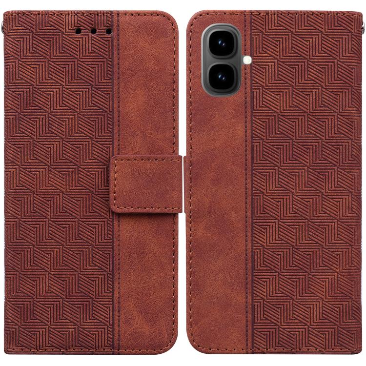 

For Tecno Pop 10 / Spark Go 2 4G Geometric Embossed Leather Phone Case(Brown)