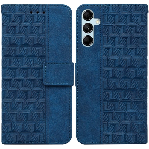 

For Samsung Galaxy M54 Geometric Embossed Leather Phone Case(Blue)