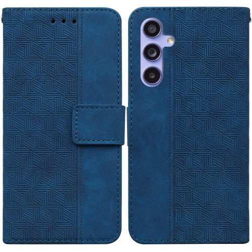 

For Samsung Galaxy S23 FE 5G Geometric Embossed Leather Phone Case(Blue)